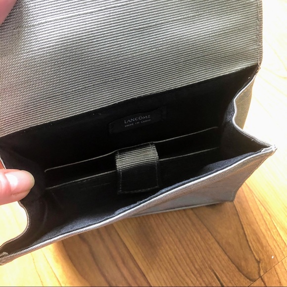 Lancome Silver Makeup / Cosmetics Bag w/ Mirrored Insert - Picture 2 of 7